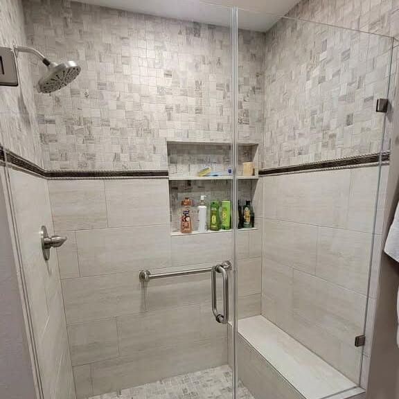 Custom tile shower with bench