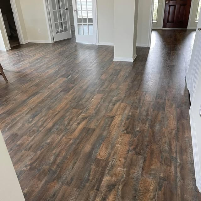 Wood flooring, open room